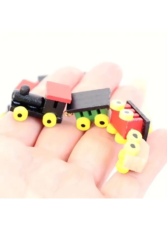 Beige Miniature Train Set for Dollhouse Detailed Toy for Collectors - Image 3
