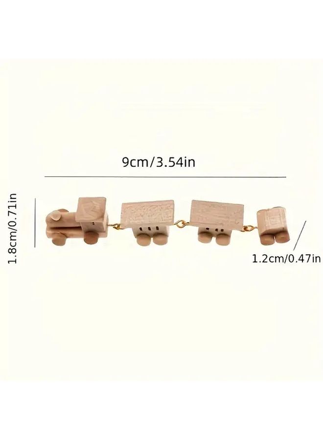 Beige Miniature Train Set for Dollhouse Detailed Toy for Collectors - Image 2
