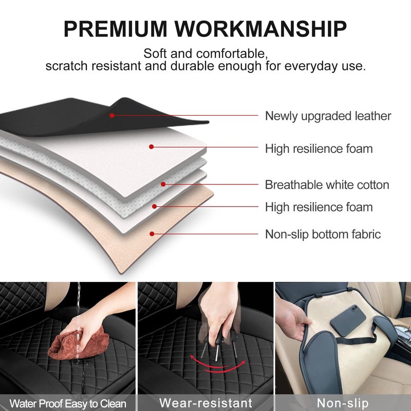 BEITK 2 Pack Leather Front Seat Covers, Universal Sideless Car Seat Protectors, Waterproof Automotive Seat Cover for Most Cars Trucks SUV(Black) - Image 3