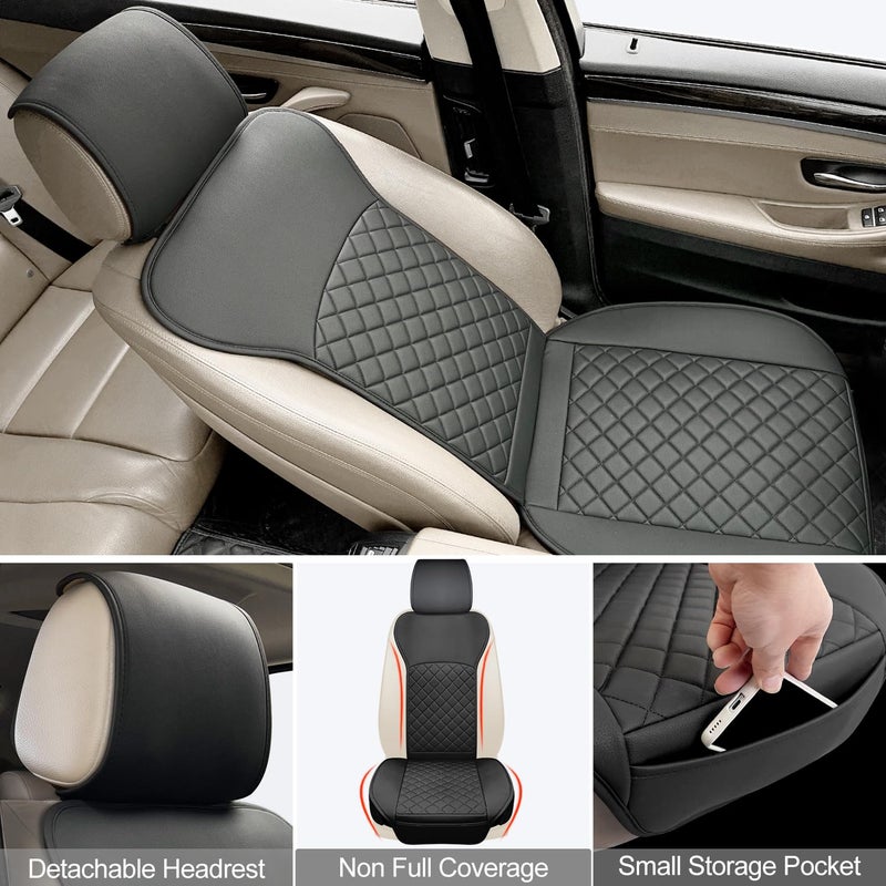 BEITK 2 Pack Leather Front Seat Covers, Universal Sideless Car Seat Protectors, Waterproof Automotive Seat Cover for Most Cars Trucks SUV(Black) - Image 4