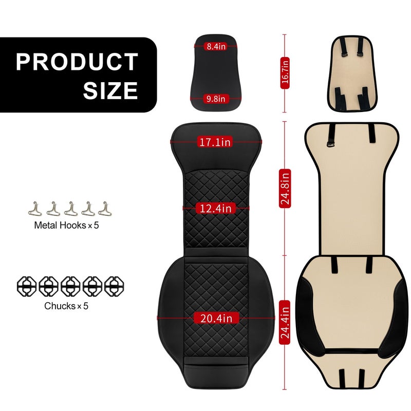 BEITK 2 Pack Leather Front Seat Covers, Universal Sideless Car Seat Protectors, Waterproof Automotive Seat Cover for Most Cars Trucks SUV(Black) - Image 2