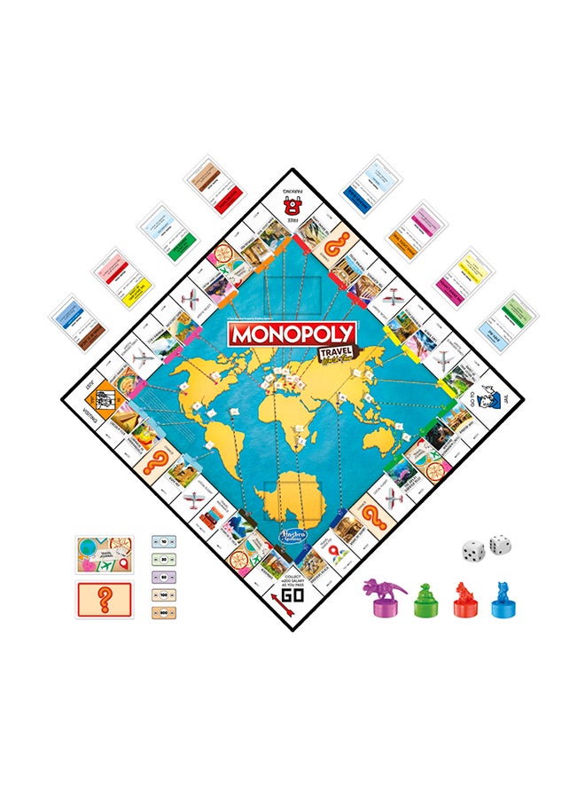 Monopoly - Travel World Tour Board Game – Family Fun, Dry-Erase Gameboard, Self-Inking Stamps, Destination & Travel Journal Cards, Ages 8+ - Image 1