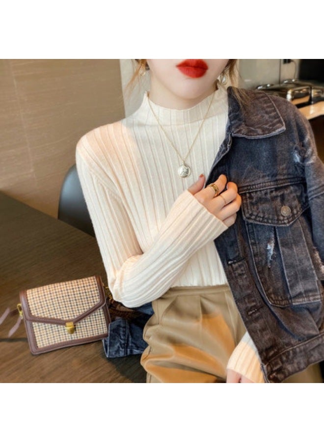 Song Feng Ya Long-sleeve Base Layer Sweater Women's Autumn Winter New Thin Stylish Semi-high Neck Knitwear Inner Wear Spring Autumn Slim Fit - Image 4