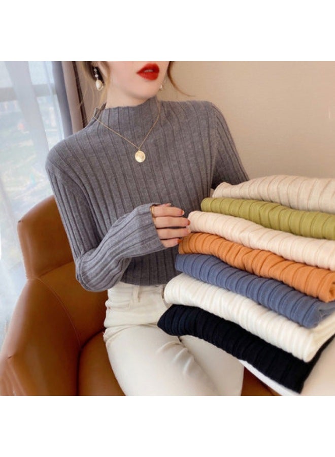 Song Feng Ya Long-sleeve Base Layer Sweater Women's Autumn Winter New Thin Stylish Semi-high Neck Knitwear Inner Wear Spring Autumn Slim Fit - Image 3