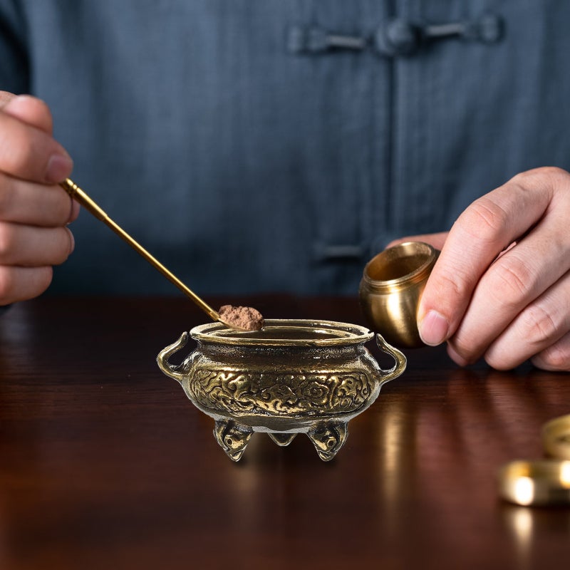 2Pcs Incense Burner Brass Incenser Holder Home Censer Desktop Ornaments - Image 1
