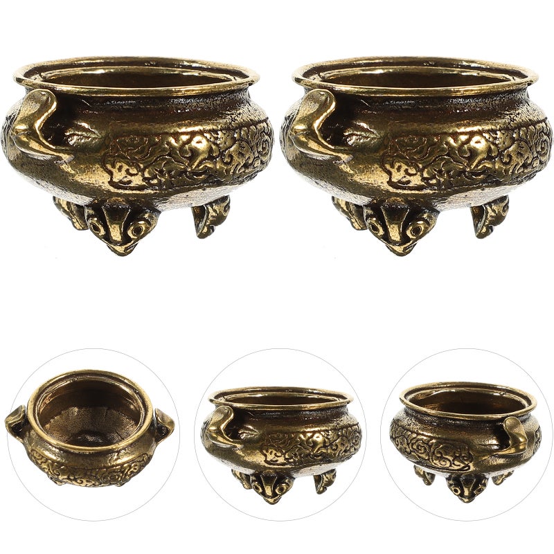 2Pcs Incense Burner Brass Incenser Holder Home Censer Desktop Ornaments - Image 5
