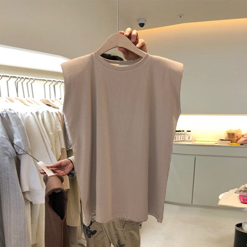 White Sleeveless T-Shirt Womens Loose Summer 2024 Fashion Black Tank Top Dark Blue  - Image 3