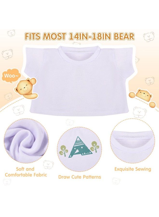 Skylety 6 قطع من تي شيرت أساسي على شكل دب، تي شيرت كلاسيكي على شكل حيوان محشو، تي شيرت على شكل دب محشو، تي شيرت برقبة دائرية، ملابس دب لدمية الدببة المحشوة مقاس 14 18 بوصة (أبيض) - Image 3