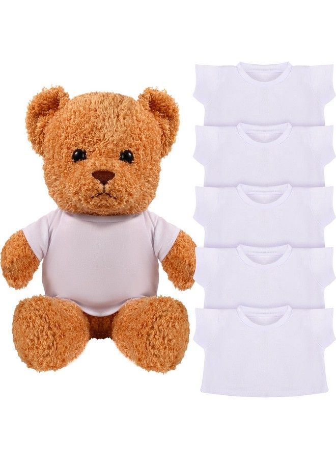 Skylety 6 قطع من تي شيرت أساسي على شكل دب، تي شيرت كلاسيكي على شكل حيوان محشو، تي شيرت على شكل دب محشو، تي شيرت برقبة دائرية، ملابس دب لدمية الدببة المحشوة مقاس 14 18 بوصة (أبيض) - Image 2