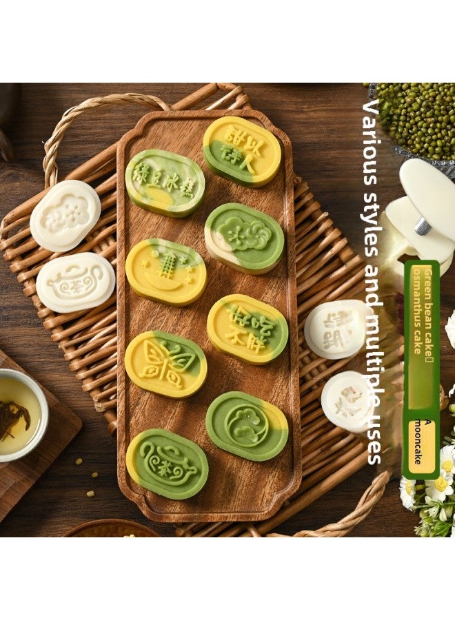 Mung Bean Cake Mold Food Grade Household Hand-pressed Three-dimensional Embossed Ice-skin Moon Cake Pastry Baking Grinder-Specifications:30g Round Lily Orchid (1 Mold 2 Pieces)-Color:See Picture - Image 3