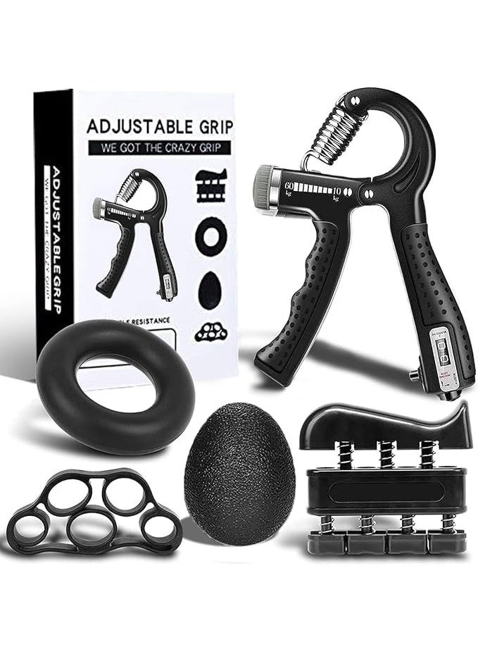 5 قطع – جهاز لتقوية القبضة وعضلات اليد – مقاومة قابلة للتعديل لعضلات الساعد – موسّع أصابع، مقوي قبضة، وجهاز تمرين الأصابع للرجال والنساء - Image 1