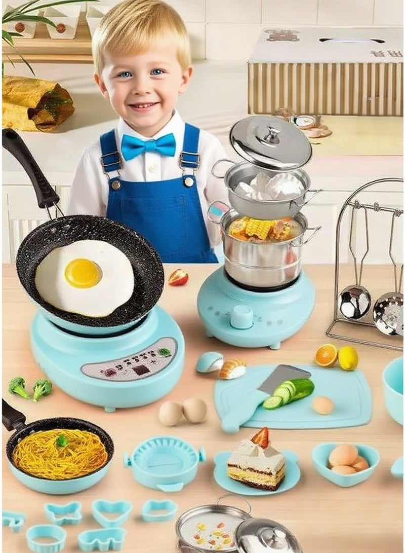 I LOVE KIDS Real Cooking Kitchen Toy Set,26 PCS Mini Electric Cooking Set,Gifts For Kids 4 Years+ - Image 1