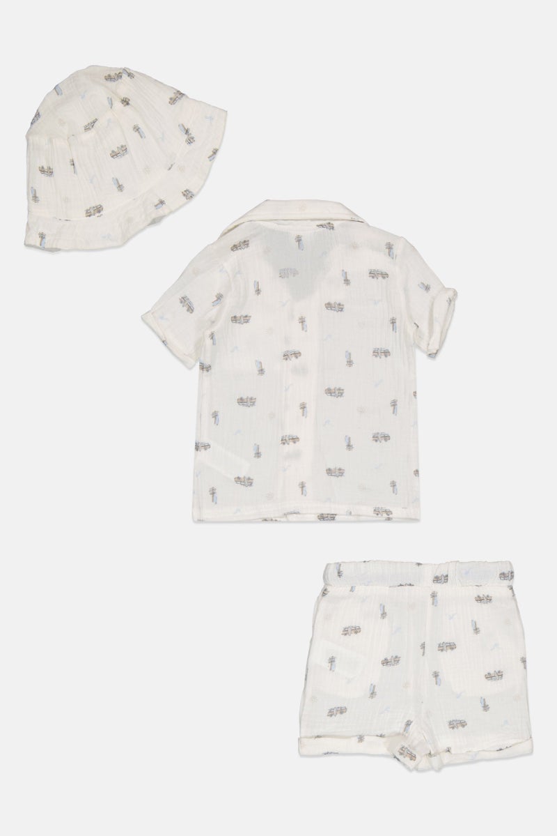 Lily & Jack Toddlers Boy 3 Pieces Allover Print Shirt And Shorts With Bucket Hat Set, Multicolor - Image 2