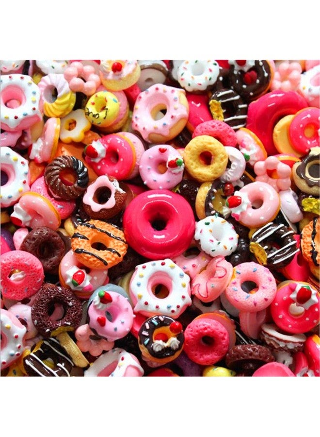 Zhiheng Random 30 Pack Cute Candy Plastic Beads Fruit Dessert Ice Cream Resin Charms Slices Flatback Buttons For Handcraft Accessories Scrapbooking Phone Case Decor (Donut) - Image 1