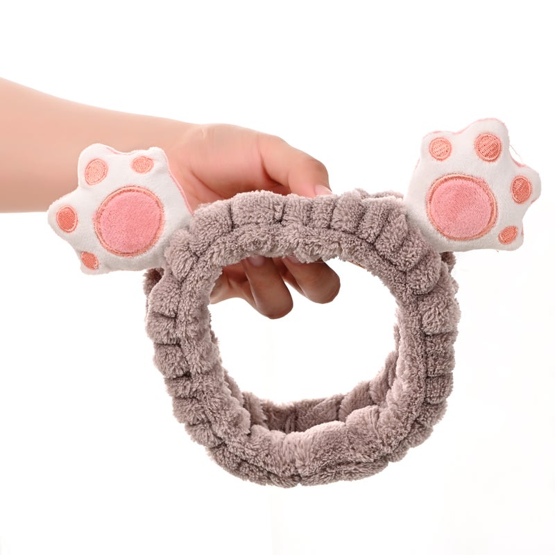Generic Korean Style Cute Cartoon Cat Claw Bear Palm Headband Face Wash Hair Band Internet Celebrity TikTok Quick Hand Hair Band for Girls 7 Khaki