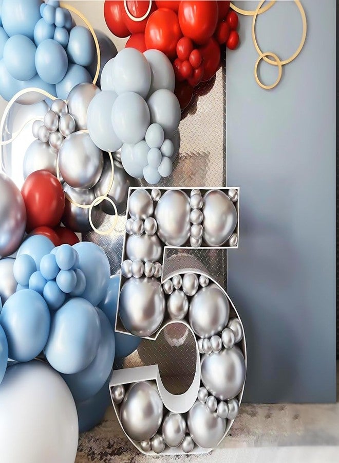 MEBAY Dusty Blue Gray Red Silver Balloon Arch Kit, 141 Pcs Dusty Blue Retro Grey Metallic Silver Red and Silver Confetti Balloons for Birthday Wedding Baby Bridal Shower - Image 4