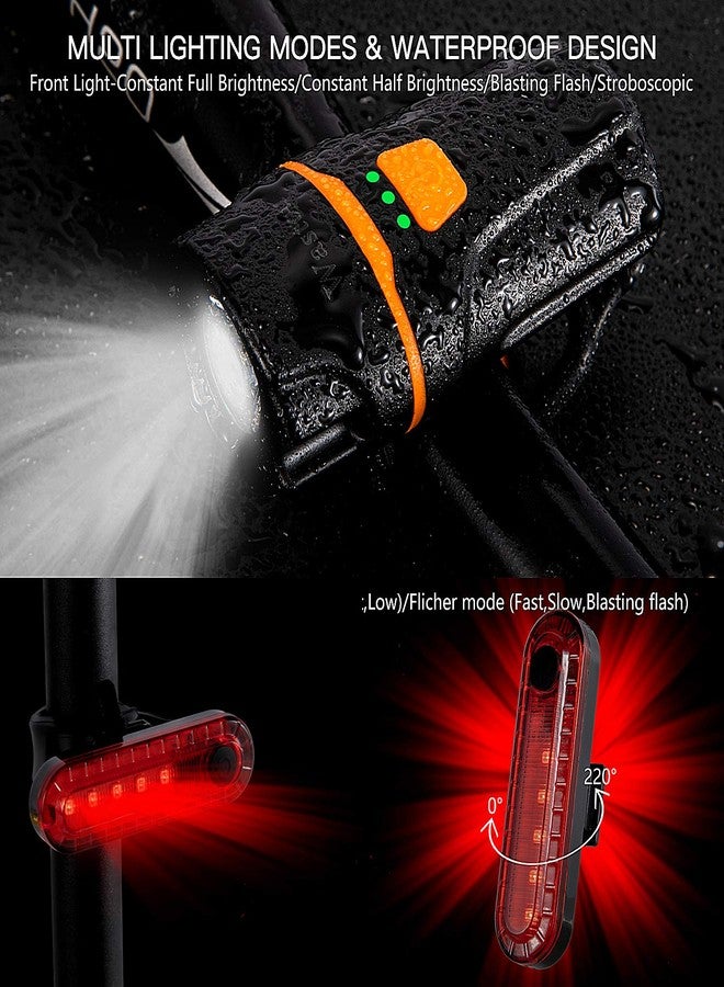 Wastou Bike Lights, Super Bright Bike Front Light 1200 Lumen, IPX6 Waterproof 6 Modes Cycling Light Flashlight Torch with USB Rechargeable Tail Light(USB Cable Included) new - Image 4
