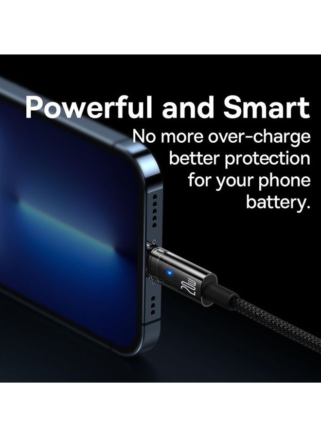 بيسوس كابل من USB-C إلى لايتنينج بقدرة 20 وات وتقنية PD وتغليف بالنايلون المضفور ووظيفة إيقاف التشغيل التلقائي، متوافق مع آيفون 13 و 13 برو و 12 برو ماكس و 12 و 11 و X و XS و XR و 8 بلس، وآيربودز برو (طول متر واحد) أسود - Image 3