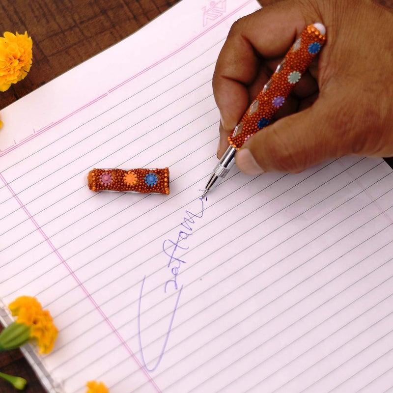 Craftam أقلام حبر كروية مزينة بمرآة وخرز من راجستان، مجموعة هدايا من 10 قطع - Image 3