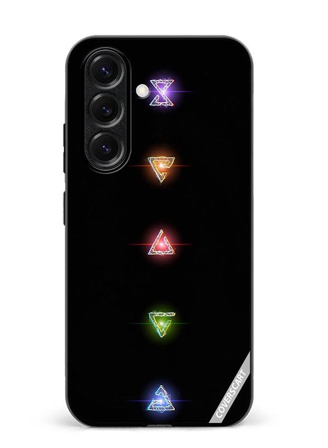 Protective Case Cover For Samsung Galaxy S25 Neon Lights Diamond Shapes Design Multicolour