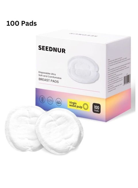 100 Counts Superior Disposable Nursing Pads, Ultra Thin & Breathable Breastfeeding Breast Pads, Soft & Skin-Friendly, 3D Stereoscopic and Highly Absorbent Best For Day and Night Use