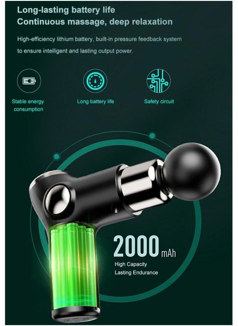 Prime by javaudan Mini Massage Gun Deep Tissue, Portable 6 Speeds Percussion Muscle Massager with 4 Massage Heads 1800mAh Battery & Type-C Charging, 35dB Super Quiet Massage Gun for Muscle Pain Relief  - Image 4