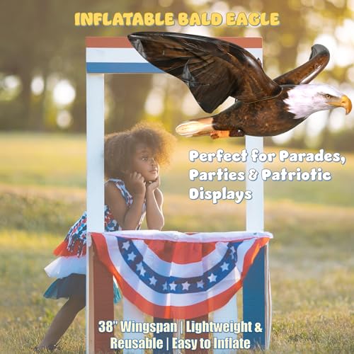 Jet Creations 38" Wingspan Inflatable Bald Eagle, Dark Brown, Realistic Wild Animal Figure, Patriotic Bird, Theme Parties, Pool Fun, Home Yard Decor - Image 5