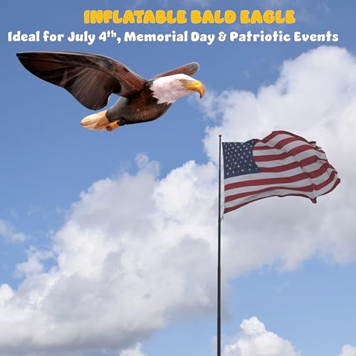 Jet Creations 38" Wingspan Inflatable Bald Eagle, Dark Brown, Realistic Wild Animal Figure, Patriotic Bird, Theme Parties, Pool Fun, Home Yard Decor - Image 4