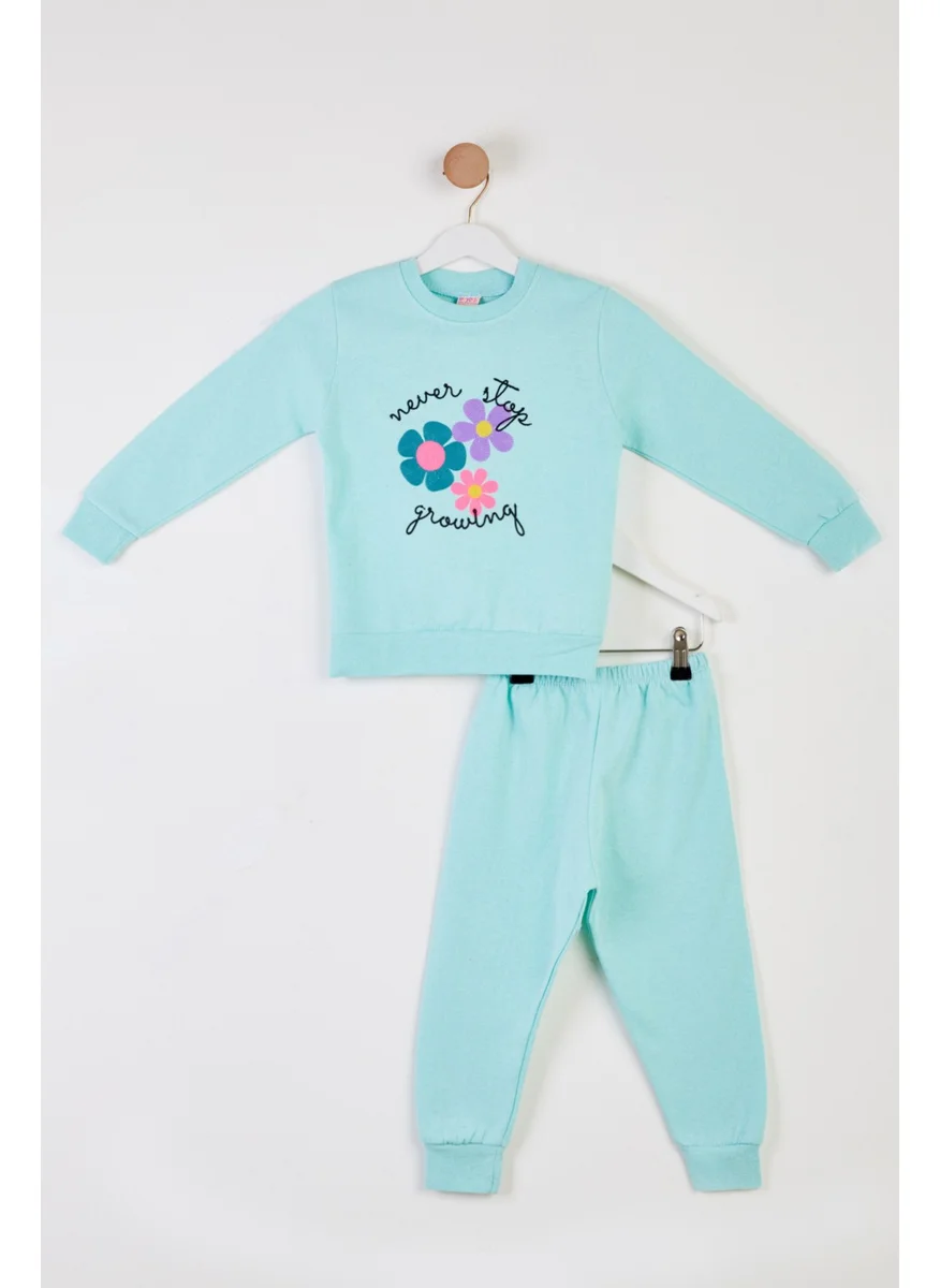 Tofisa Girl Mint Embroidered Two Piece Set - 26407