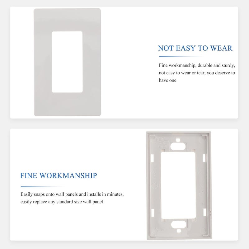 SHERCHPRY Screwless 1-gang Wall Plate Cover White Outlet Wall Plate for Electrical Outlets Residential Use Sturdy Plastic Panel - Image 3