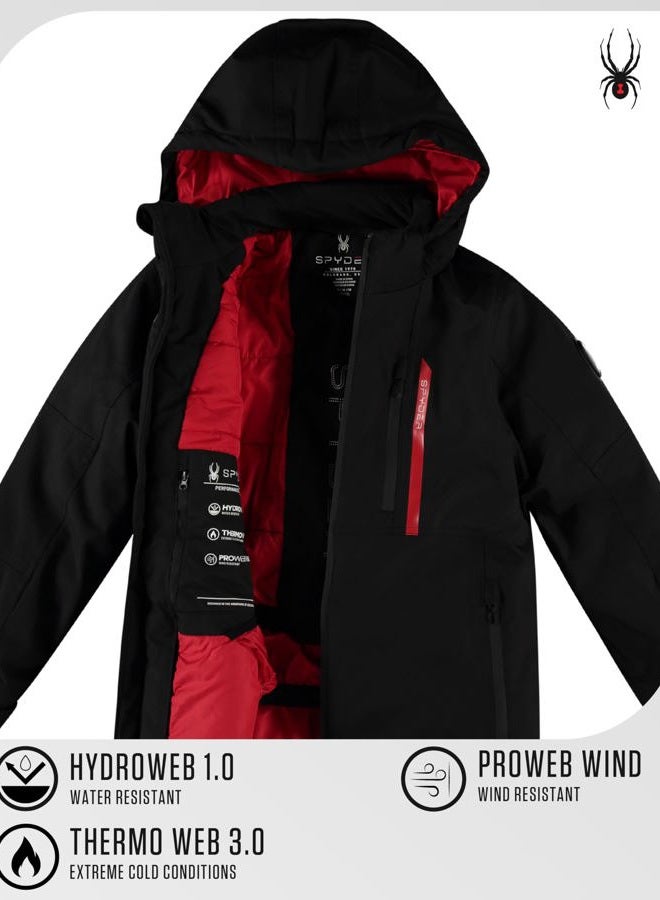 Spyder Boys Winter Jacket - Insulated and Water Resistant Soft Shell Winter Coat Ski Jacket for Boys with Detachable Hood - Image 2