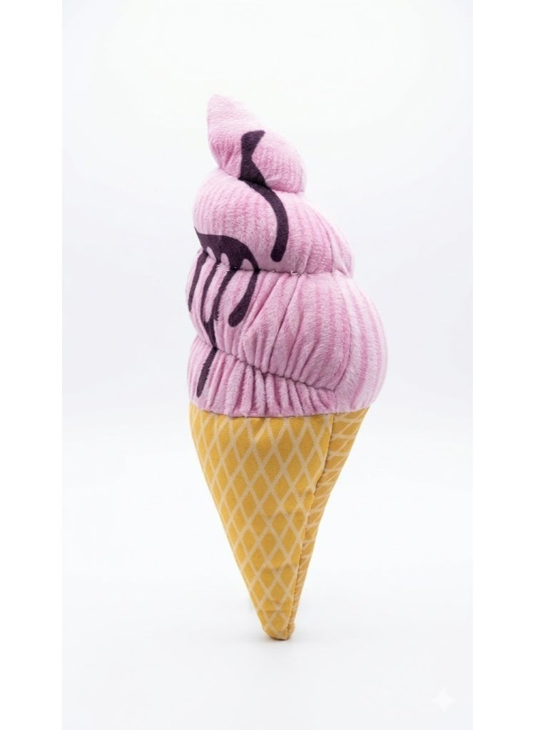 Ice Cream Cone Pet Toy, Pink Soft Play Toy for Dogs, Fun Food-Themed Interactive Chew Toy - Image 2