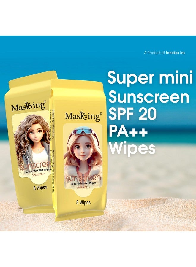 Masking super mini SPF 20 PA++ UV, UVA & UVB protection sunscreen no white cast wipes for toned & glowing skin (10 Pack) - Image 4