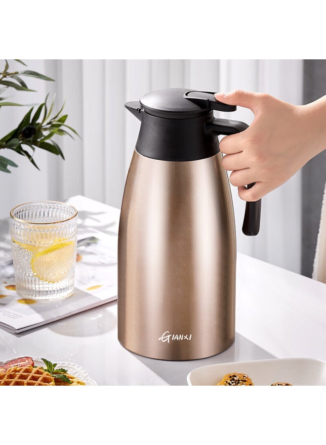 Tianxi Insulated Bottle, Household Stainless Steel Inner Liner, Thermos Water Bottle, Stainless Steel Warm Bottle, Champagne Gold, 2l - Image 1