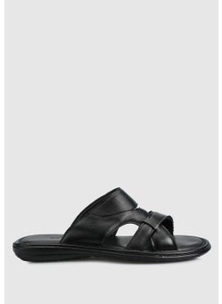 eclipse Black Leather Men's Slippers  - Image 1