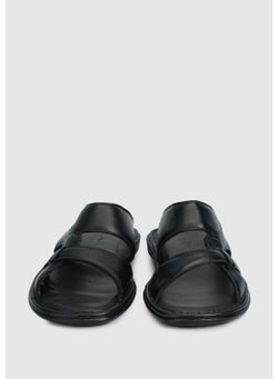 eclipse Black Leather Men's Slippers  - Image 3