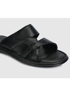 eclipse Black Leather Men's Slippers  - Image 5