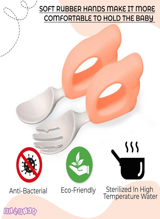 Bembika Baby Training Spoon Wing Shape Spoon, Baby Silicone Training Spoon for Baby, Baby Spoon and Fork Set, Baby Spoon Feeding (Light Pink). - Image 5