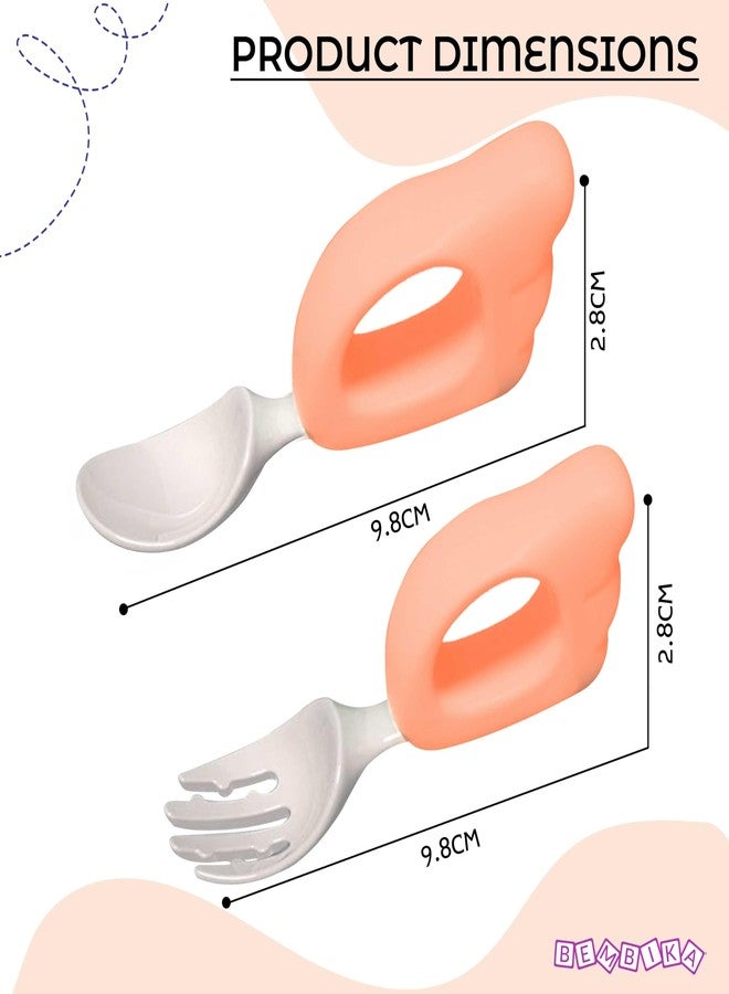 Bembika Baby Training Spoon Wing Shape Spoon, Baby Silicone Training Spoon for Baby, Baby Spoon and Fork Set, Baby Spoon Feeding (Light Pink). - Image 4