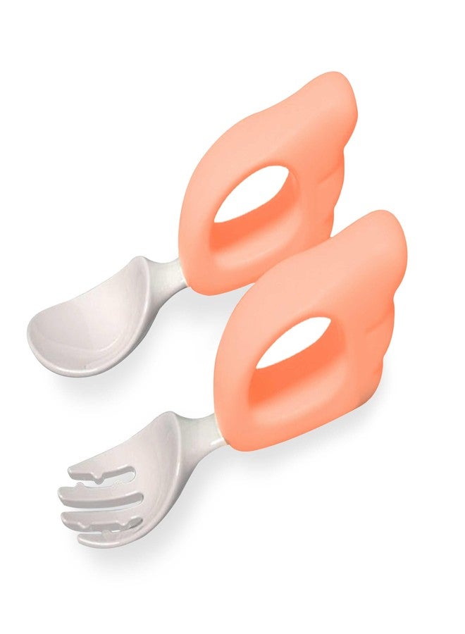 Bembika Baby Training Spoon Wing Shape Spoon, Baby Silicone Training Spoon for Baby, Baby Spoon and Fork Set, Baby Spoon Feeding (Light Pink). - Image 1