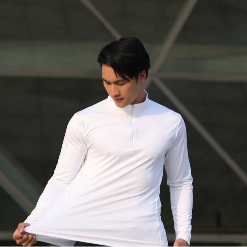 Men's Stand Collar Full Zip Long Sleeve Compression Fitness Top - Image 3