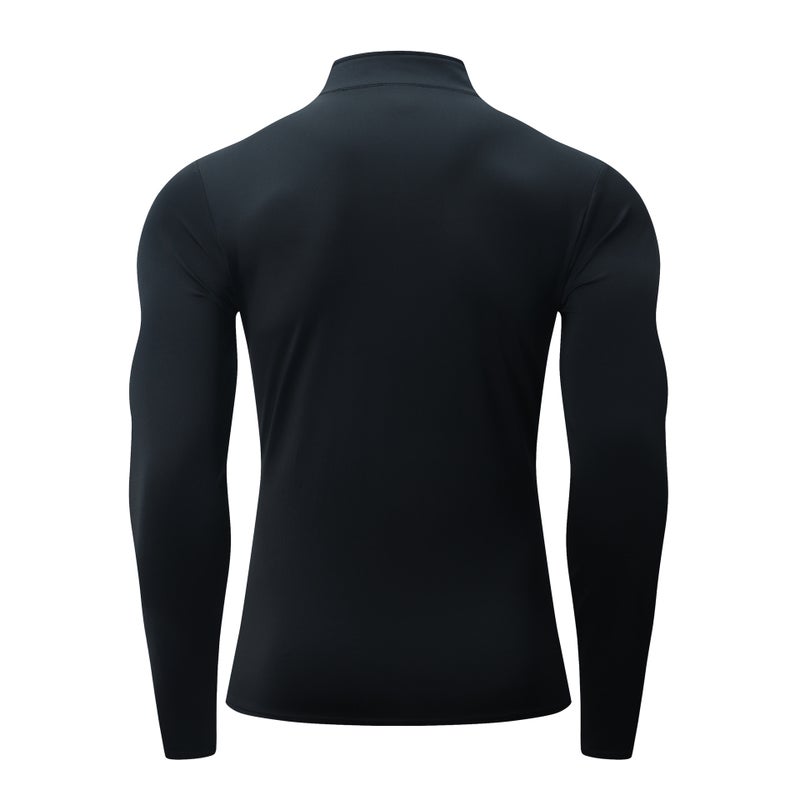 Men's Stand Collar Full Zip Long Sleeve Compression Fitness Top - Image 4