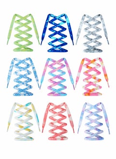 Tie Dye Shoelaces, 9 Pairs Gradient Colors Shoe Laces in for Air Force 1 AJ 1