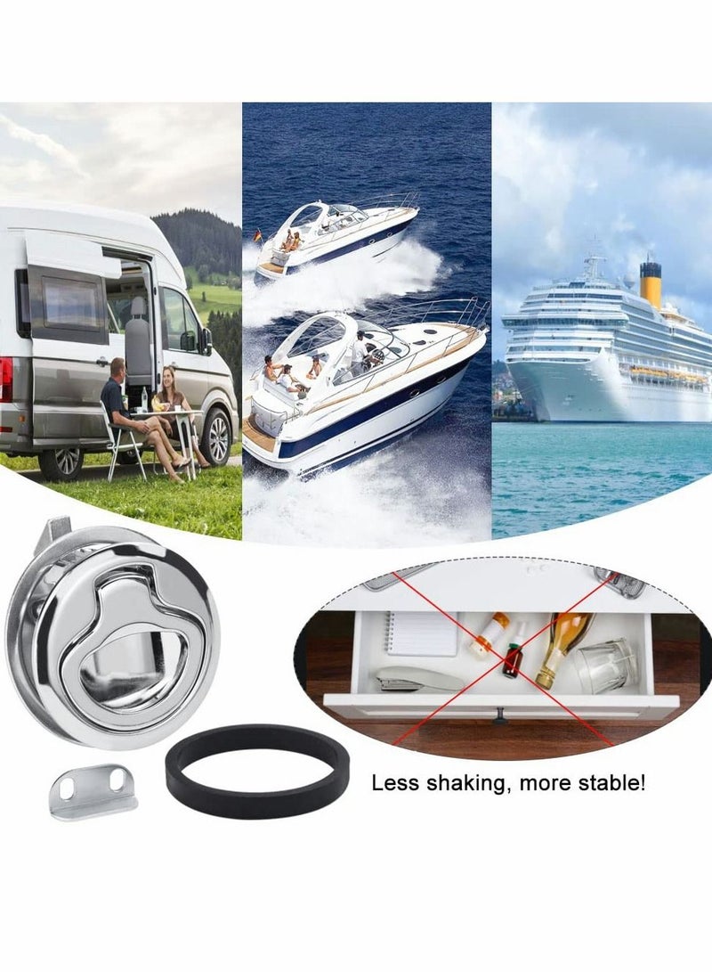 Pull Hatch Lock, 2Pcs Stainless Steel Furniture Locks, Recessed Furniture Handle, Metal Furniture Lock, Latching Drawers Furniture Lock Hatch Latch Lock for Cabinet Locker Marine Yacht Boat
