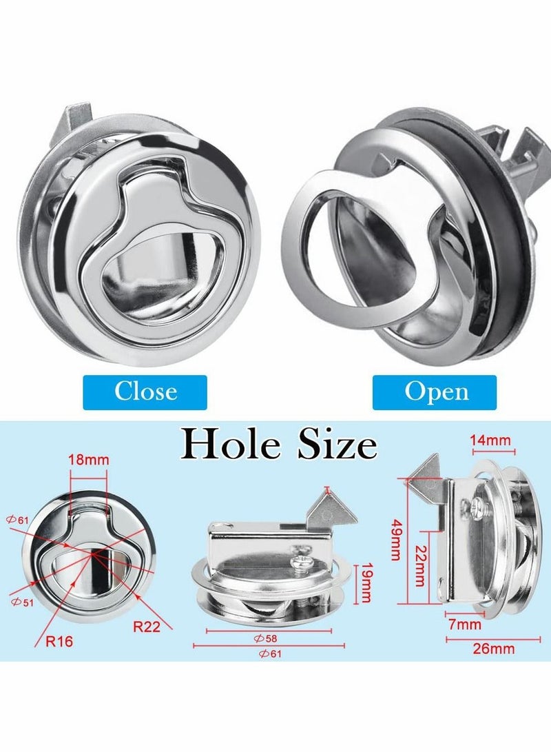 Pull Hatch Lock, 2Pcs Stainless Steel Furniture Locks, Recessed Furniture Handle, Metal Furniture Lock, Latching Drawers Furniture Lock Hatch Latch Lock for Cabinet Locker Marine Yacht Boat