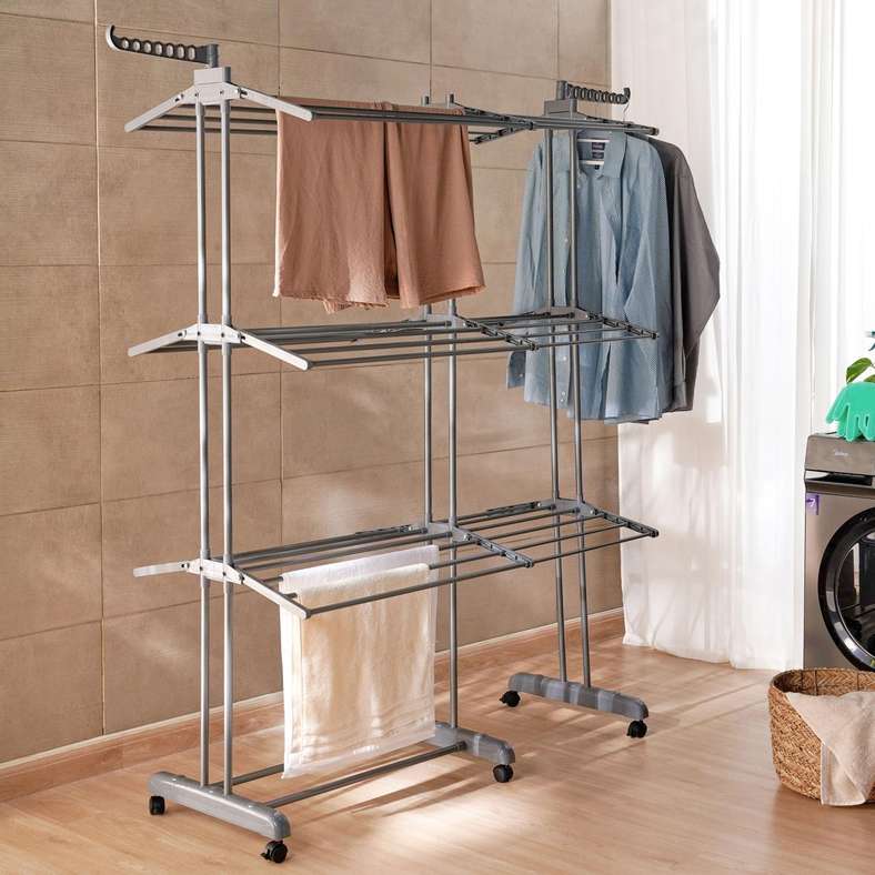 Pan Home Chappell Extendable Metal Cloth Dryer with 37 m Drying Space 83-150x64x176cm - Grey - Image 1
