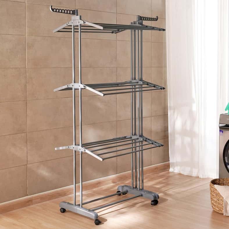 Pan Home Chappell Extendable Metal Cloth Dryer with 37 m Drying Space 83-150x64x176cm - Grey - Image 5