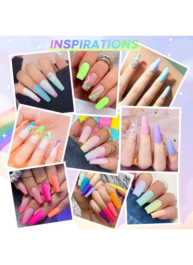 AZUREBEAUTY - Spring Summer Bright Pastel Neon Color 42 Pcs Dip Powder Nail Kit Pink Yellow Purple Mint Green Color Dip Nails Powder Starter Set With Essential Liquid Recycling Tray Nail Manicure Gift - Image 1