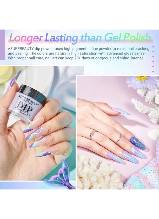 AZUREBEAUTY - Spring Summer Bright Pastel Neon Color 42 Pcs Dip Powder Nail Kit Pink Yellow Purple Mint Green Color Dip Nails Powder Starter Set With Essential Liquid Recycling Tray Nail Manicure Gift - Image 1