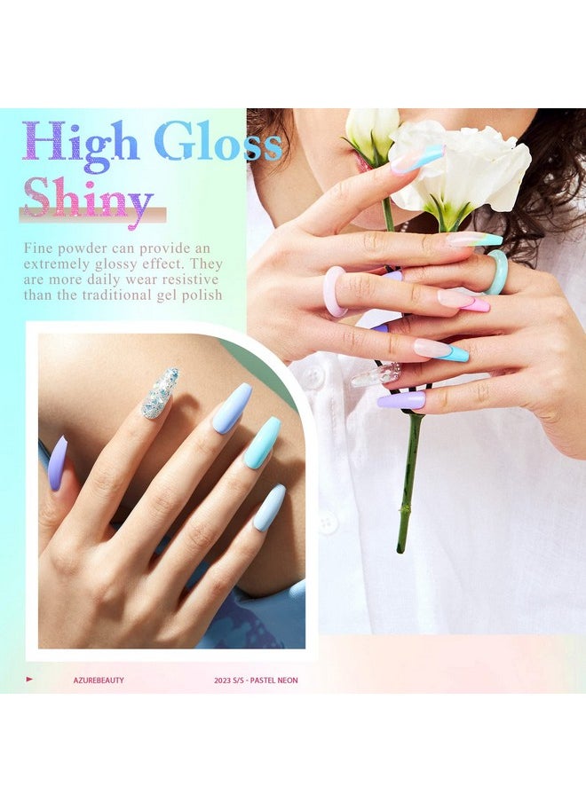 AZUREBEAUTY - Spring Summer Bright Pastel Neon Color 42 Pcs Dip Powder Nail Kit Pink Yellow Purple Mint Green Color Dip Nails Powder Starter Set With Essential Liquid Recycling Tray Nail Manicure Gift - Image 1